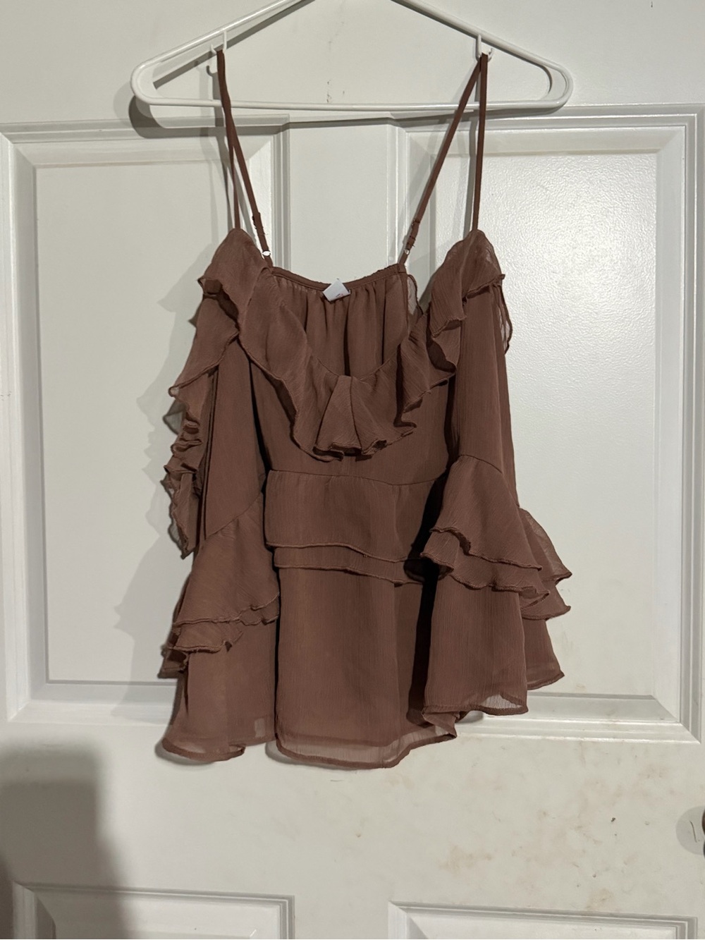 Old Navy Mauve-Brown Ruffle Cold-Shoulder Cami Top - Women